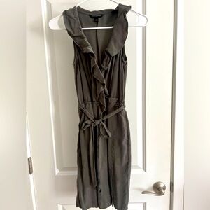Banana Republic Factory Olive Green Ruffled Wrap-Tie Dress